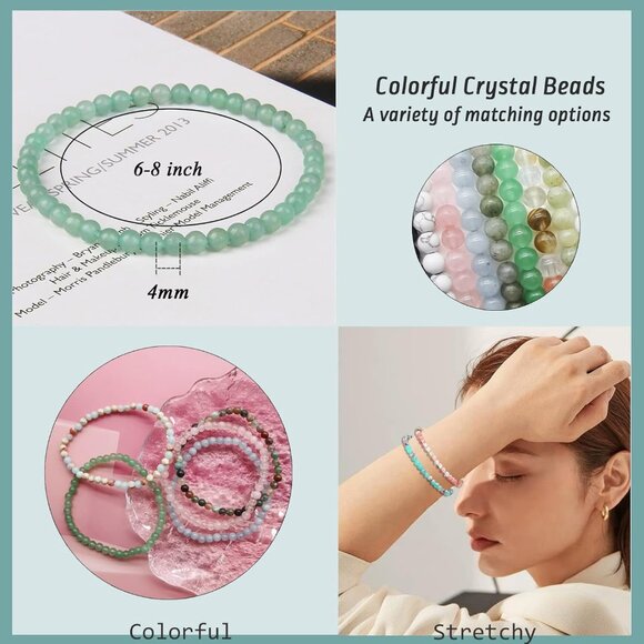 Gemstone Bracelets Set 20pcs | Multi-Color Pearl Beaded Stackable Jewelry - Picture 2 of 7